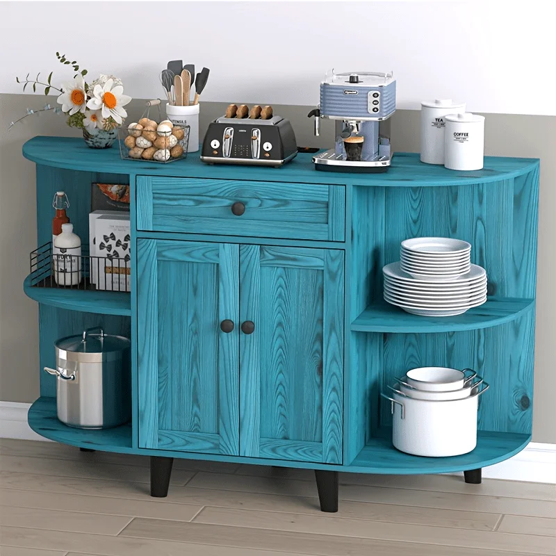 

Sideboard Buffet Cabinet, Freestanding Kitchen Cabinet with Storage, Accent Coffee Bar Cabinet with Doors, Vintage Blue