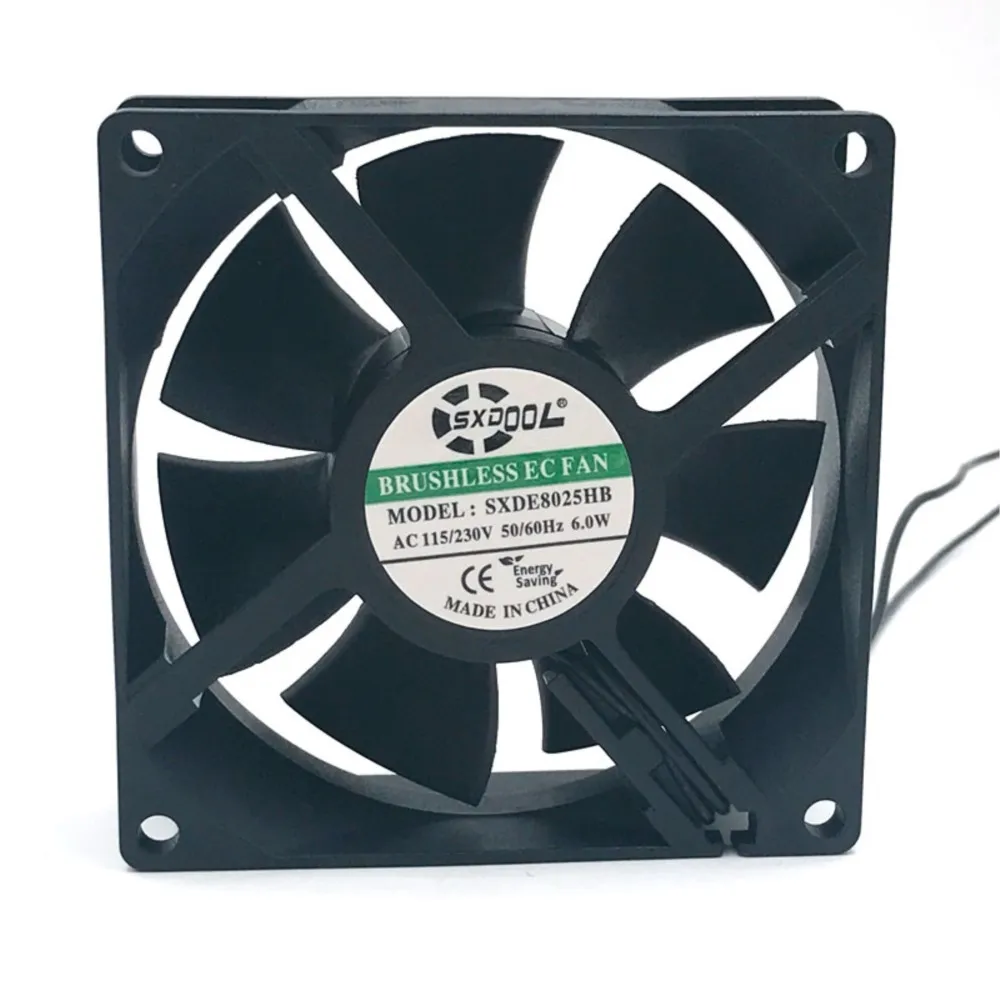 EC Fan SXDOOL SXDE8025HB Brushless Axial 80x80x25mm 110V 230V 6W 3000RPM 36.5CFM for HVAC, Server, Industrial Applications