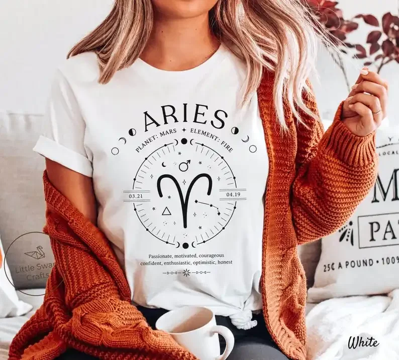 Aries Shirt, Zodiac Sign Facts Tee, Astrology Birthday Gift, Unisex