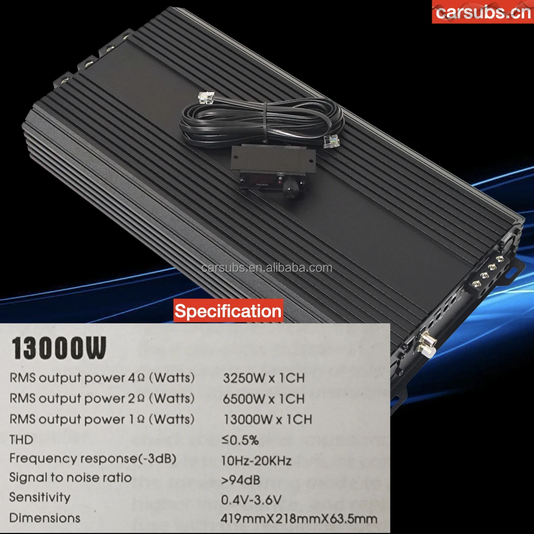 Gold Seller Brazilian RMS 13000W Style Car Subwoofer Amplifier Class D Full Range Strong Bass Peak 26000W Monoblock Car Amplifie