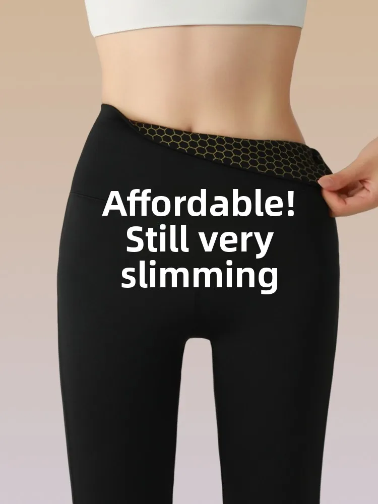 

Брюки для йоги из овчины для похудения, высокая талия, подтяжка живота, женские длинные брюки-клеш, зимняя коллекция