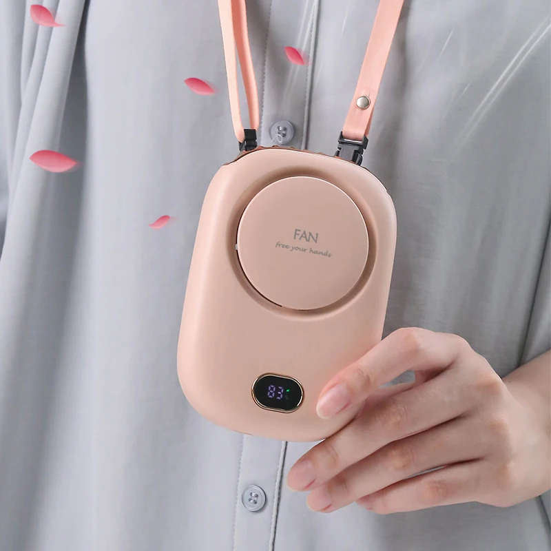 Necklace Fan Kinscoter 2000mah Battery Air Cooler Mini Fan Portable Rechargeable Bladeless Waist Hanging Ventilation Fans