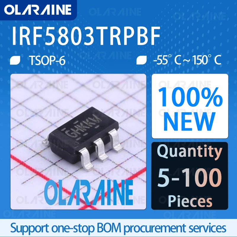 

5/10/100Pcs IRF5803TRPBF TSOP-6 100%New Transistor MOSFET P-Channel 40V -3.4A 112mOhm 25nC IC chip circuit