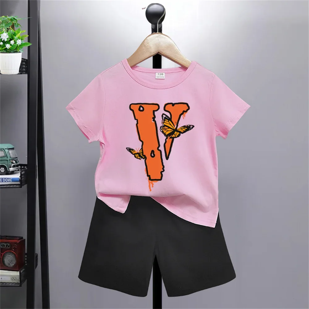 3-12 Years Old Summer Boys and Girls Printed T-shirt Cartoon Shorts European and American Style Fashion Children's Suit