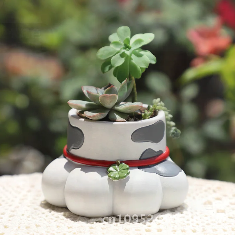 

Lucky Cat's Claw Resin Flower Pot Mini Pet Shape Bonsai Outdoor Decor Good Luck Cat Paw Flower Pot Grasping Happiness