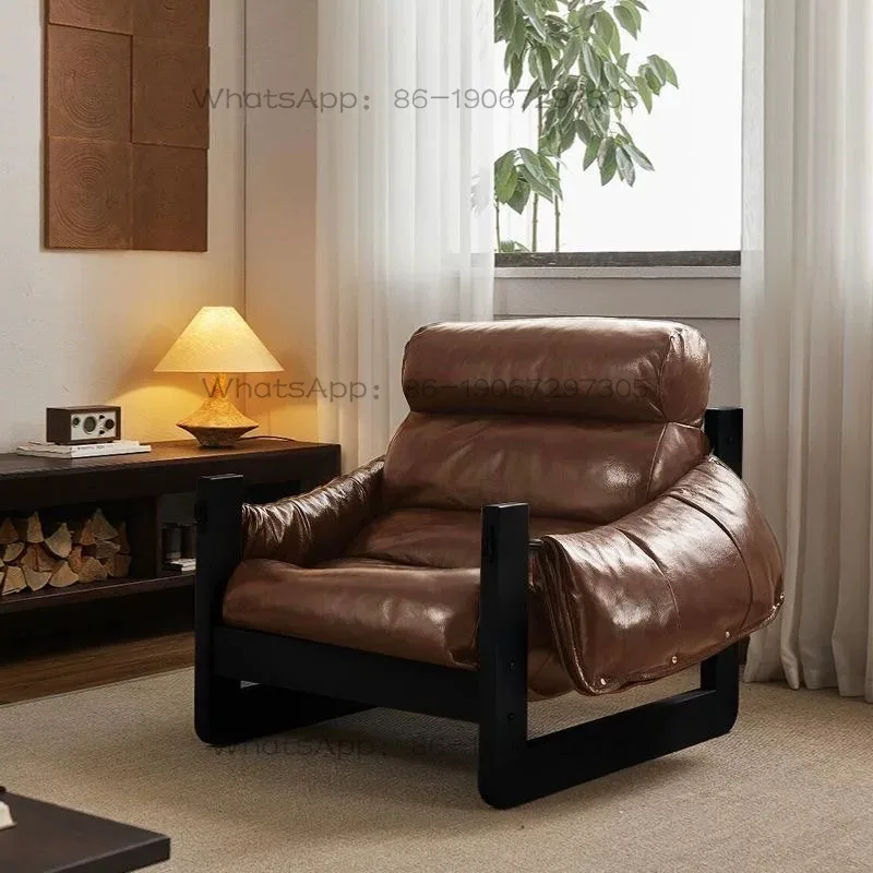 Xujun1105641611  Single Sofa Living Room Casual Light Luxury New Leather Retro Chair Lazy Sofa Recliner
