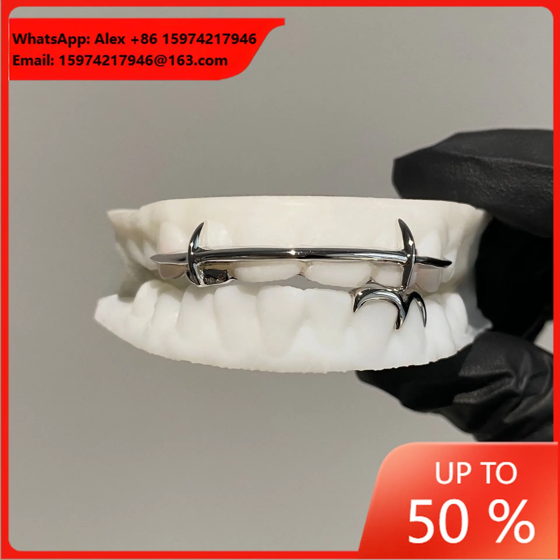 Long Cross Brace Grill Top 6 Bottom 2 European And American Cross-border Hot-selling Grillz
