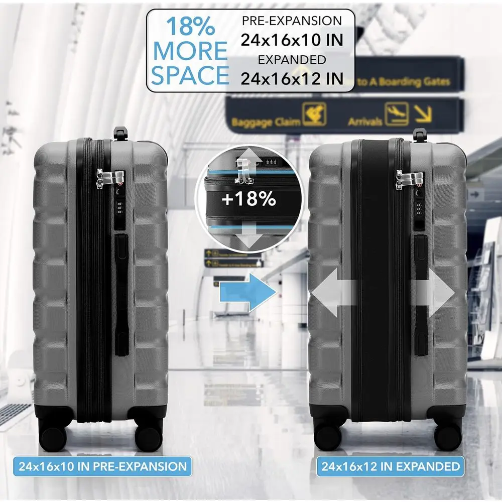 24x16x10 Expandable Hardside Spinner Suitcase with TSA Lock, USB C, Lightweight for Virgin & Southwest Carry-On