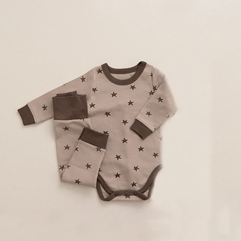 0-24M Newborn Kid Baby Boy Girl Clothes Long Sleeve Romper Bodysuit Pant Suit Cotton Two Piece Set New Born Outfit