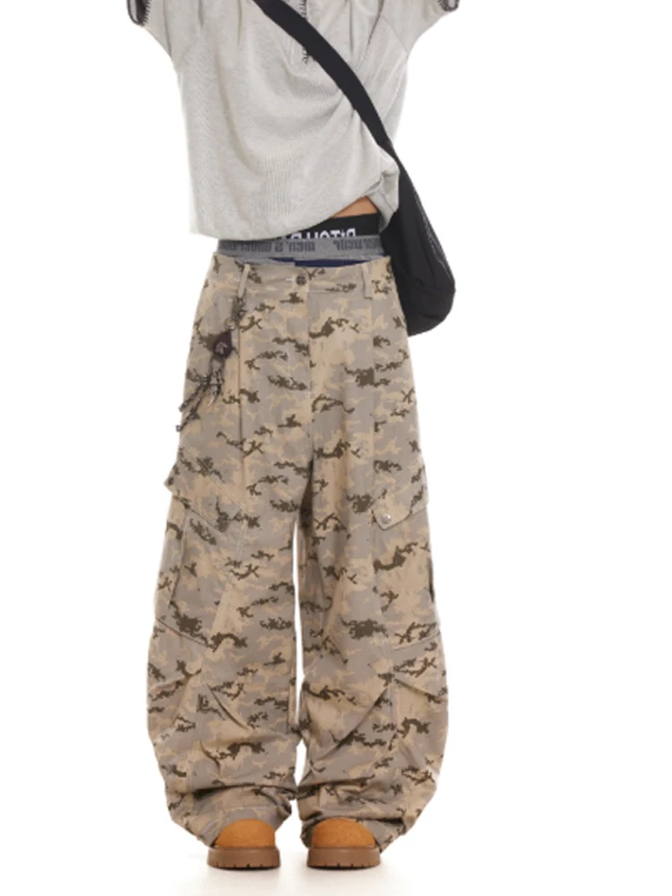 

Ретро-брюки в американском пустынном камуфляже, многокарманные, свободного кроя, в стиле десантника, повседневные, для мужчин