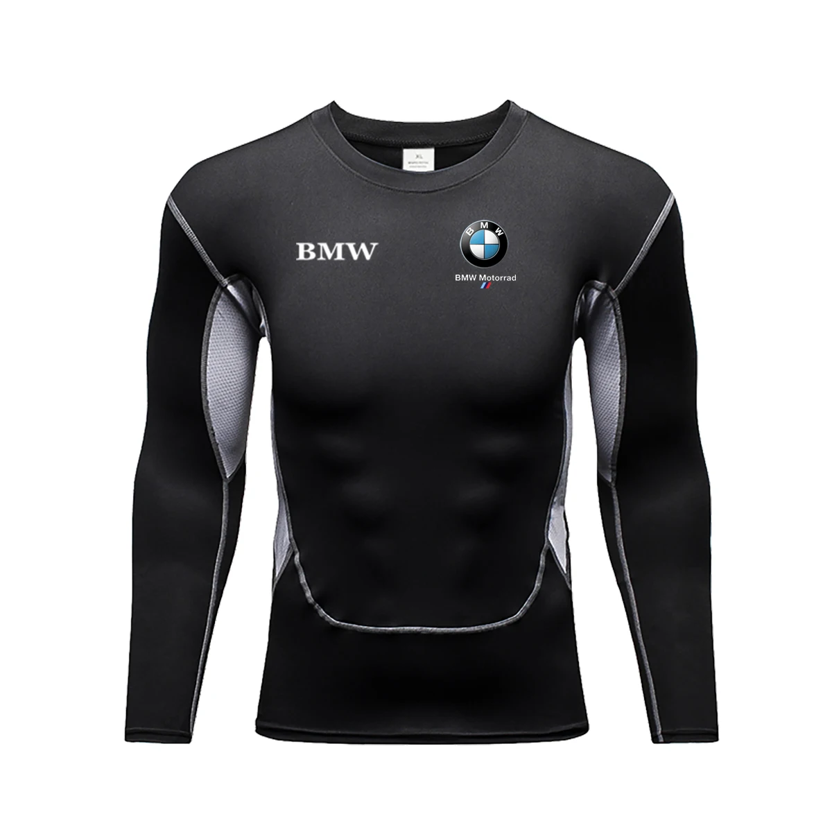 Heren Workout Compressie Y2K BMW Gedrukt Gym T-shirt met lange mouwen Ademend Hardlopen Sneldrogend Sport Rash Beschermend trainingspak