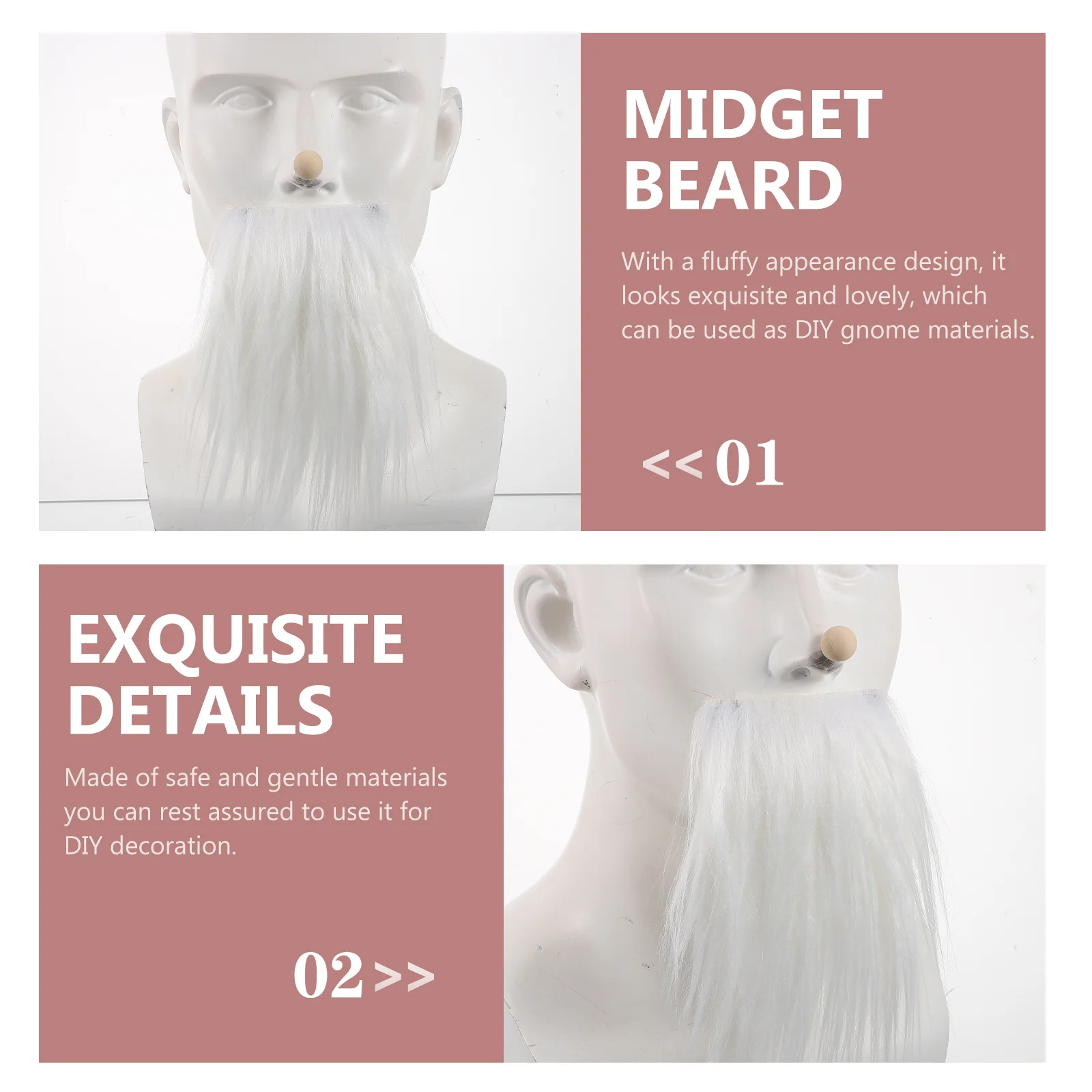 12 Sets Dwarf Beard Unfinished Gnome DIY Gnomes Decor Fluffy Wooden Ball Accessories Artificial Fur White Pre-Cut