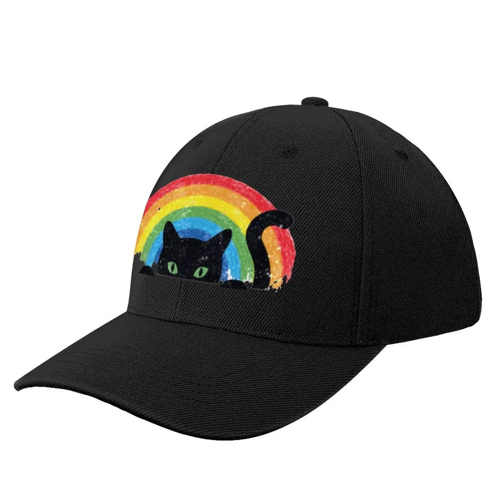 

Black cat rainbow Baseball Cap western Hat sailor cap for men Beach Female Men's
