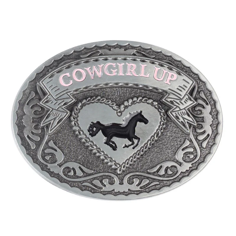 Western style cowgirl alloy belt buckle   3.8CM leather belt buckles  FOR WOMEN