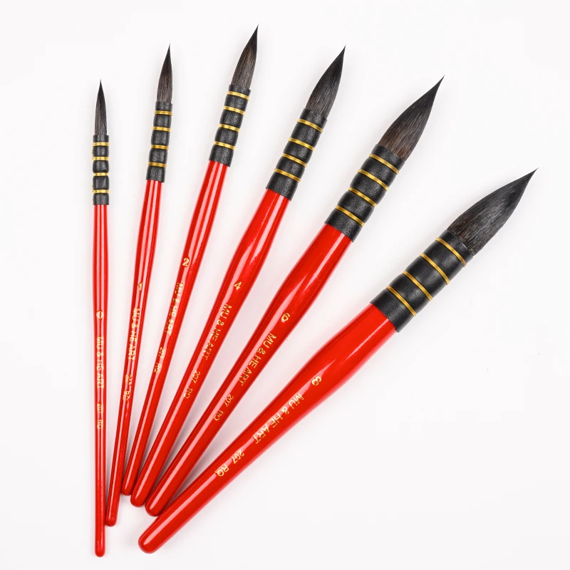 High quality Squirrel Hair Mixed Watercolor Painting Brush 1PC Mop Hook Pen Round Head Red Wooden Handle 207RQ MU HE ART