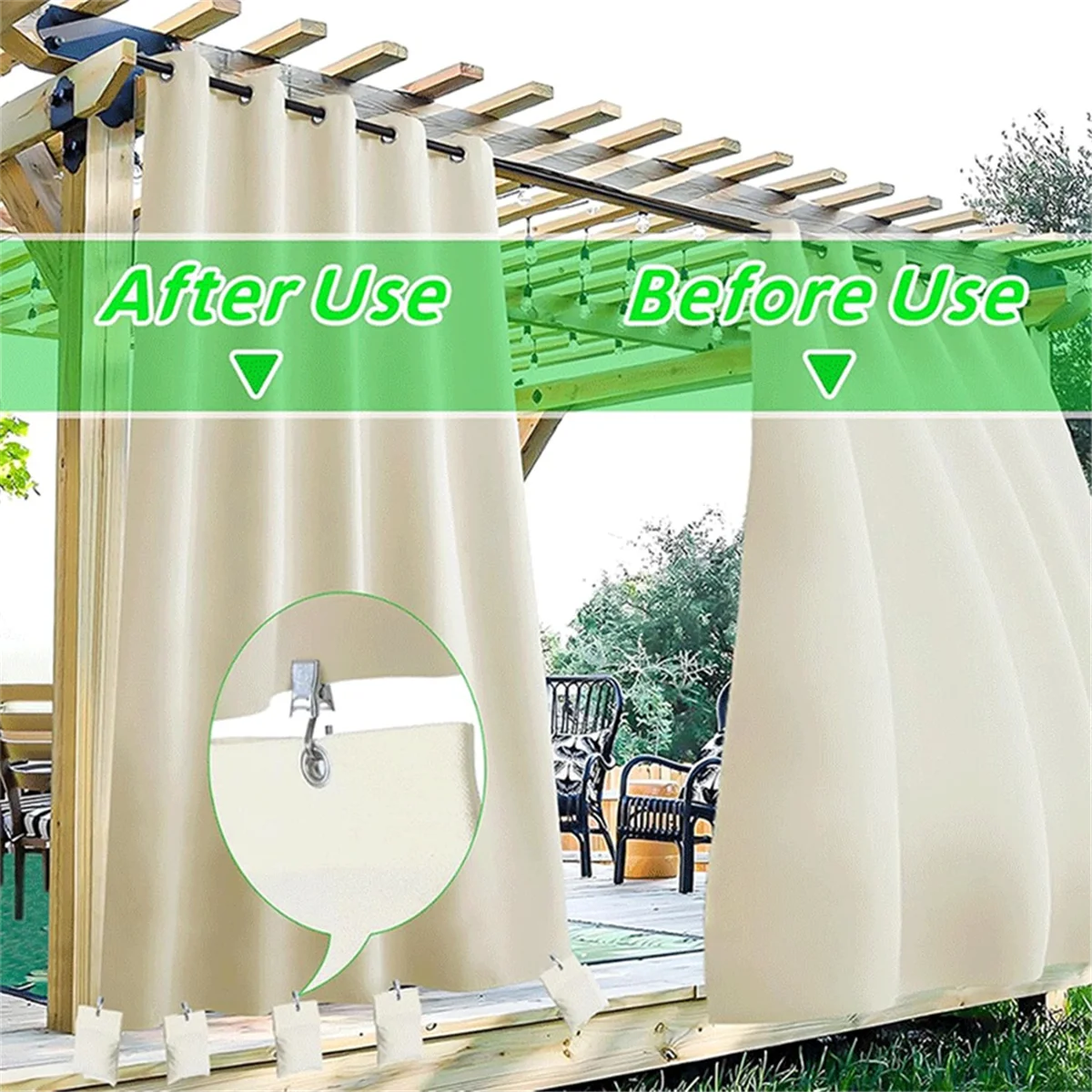 A03R 8 Pack Outdoor Curtain Weights, 15oz Outdoor Curtain Sandbag Weighted Bags Drapery Weights Bottom Curtain Weights Bags