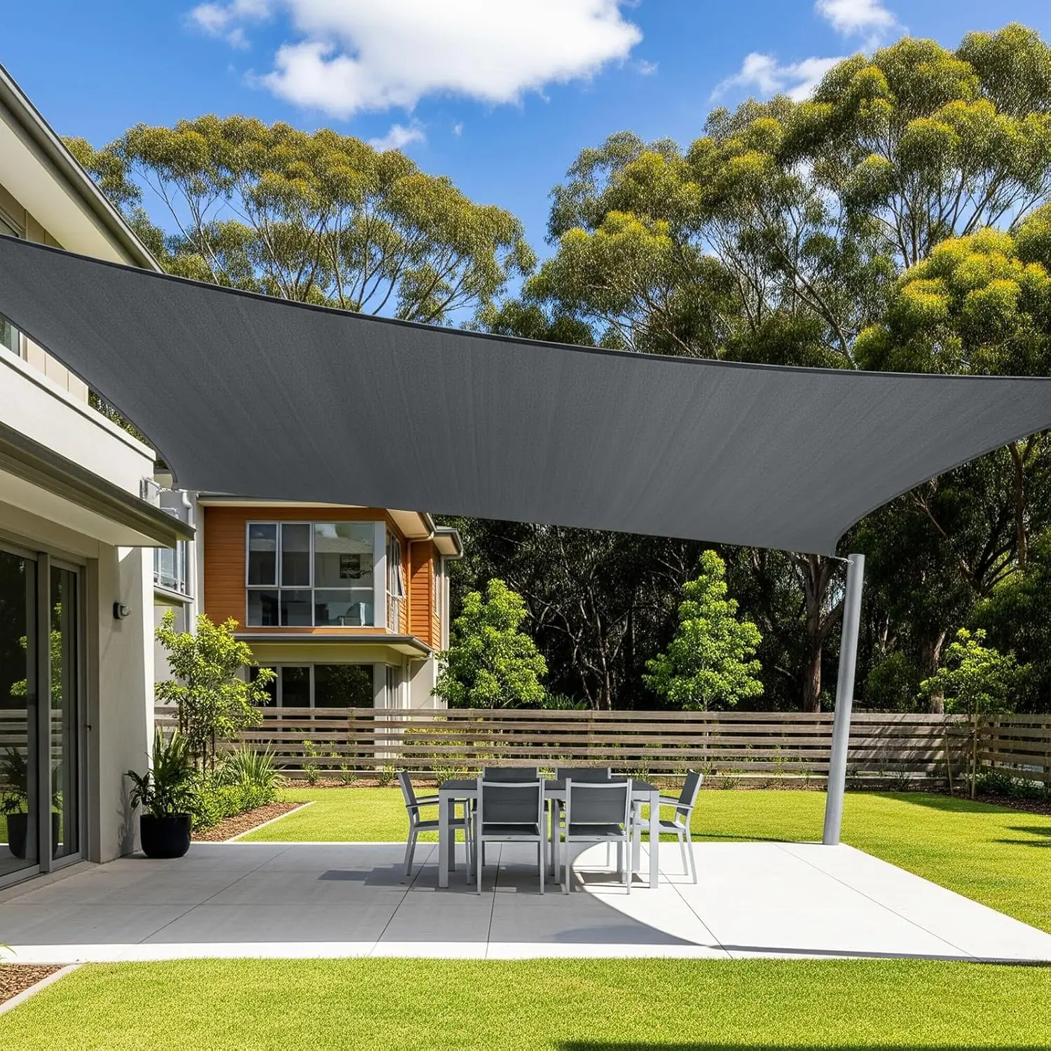 

Sun Shade Sail 12x16FT Rectangle Shade Canopy Outdoor Sunshade for Patio Backyard Garden, Dark Grey