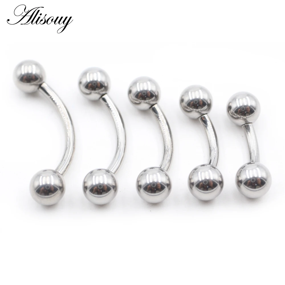 Internally Thread Titanium Ball Eyebrow Curved Tongue Ring