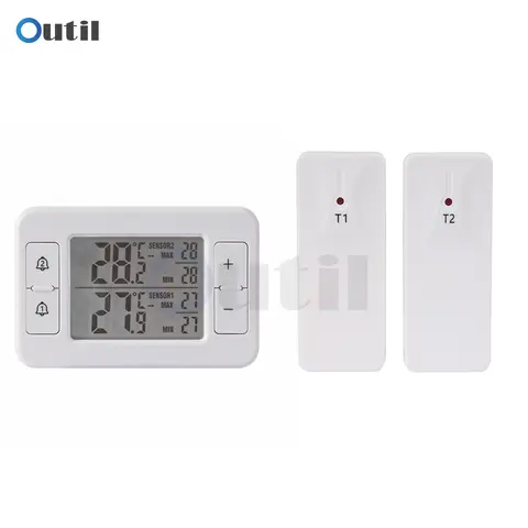 알람 기능이 있는 2 in 1 무선 전송 온도계 실내 및 실외 가정용 냉장고 냉장 보관 전자 온도계