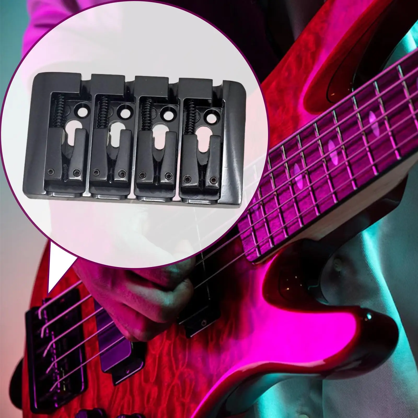 Heavy Duty 4 String Saddle Electric Bass Bridge Hard Tail Fixed with Screws Wrench A for Electric Guitars Ukulele Accessories