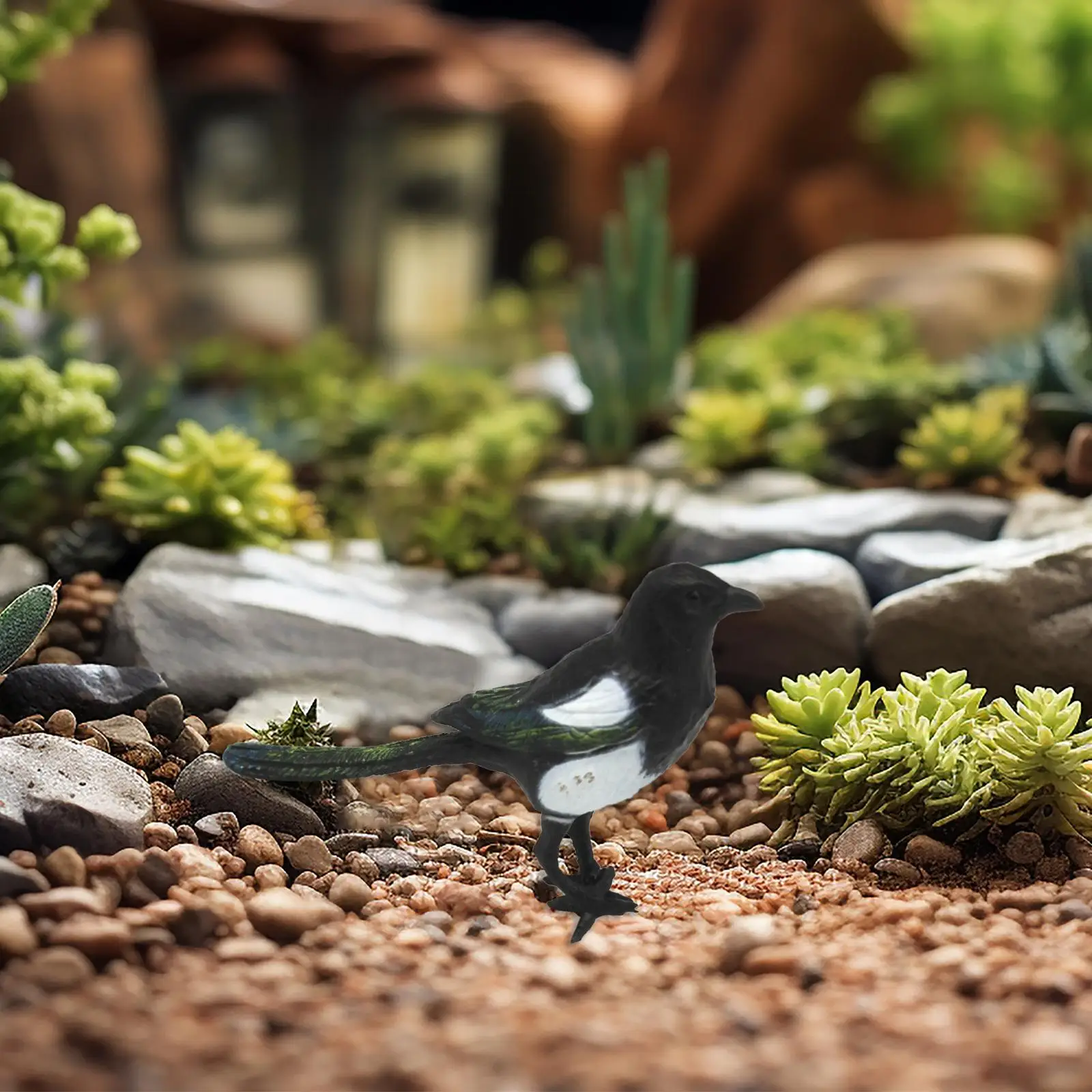 PVC Magpie Simulation Bird Realistic Feather Model for Home Decoration Lawn Yard Spring Outdoor Art