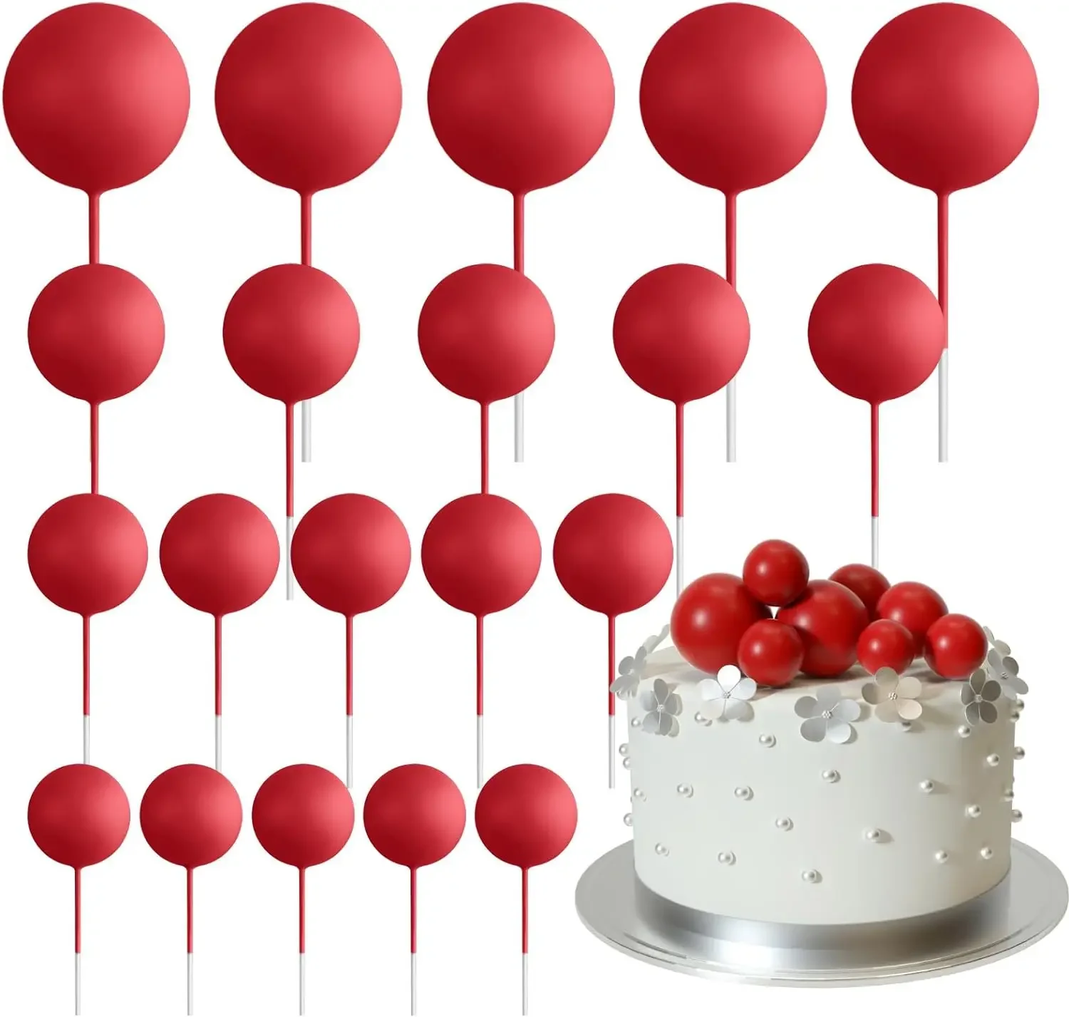 20-teilige Mini-Ballon-Kuchenaufsatz-Dekorationen mit goldenen Kugelpicks – festliche Kuchendekoration für Feiern