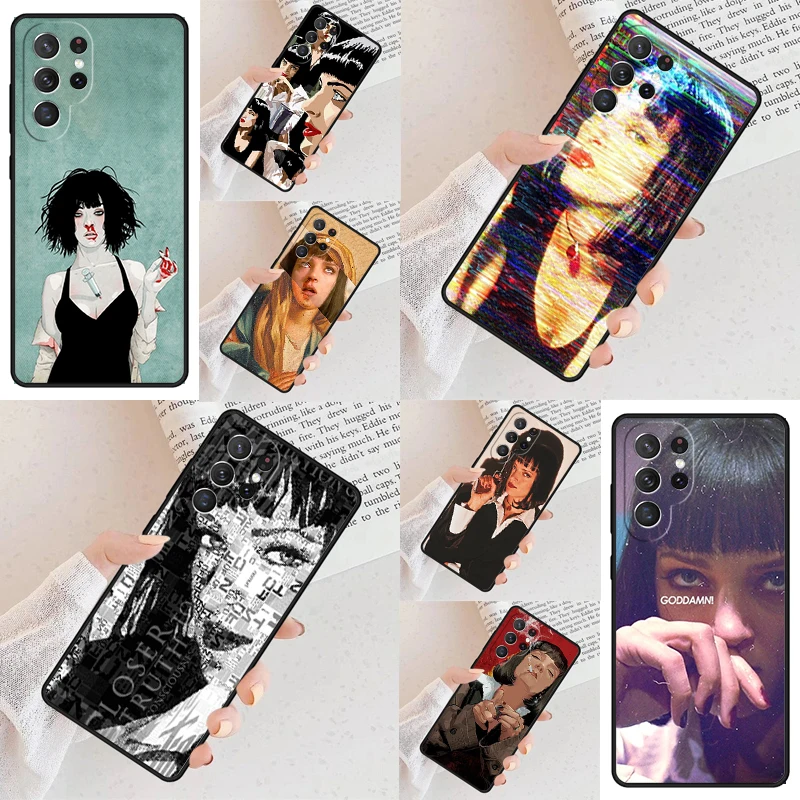 Mia Wallace Pulp Fiction Phone Case For Samsung Galaxy S24 S23 S22 S21 Ultra S10 Note 10 Pro S20 Plus FE S9 S8 Cover