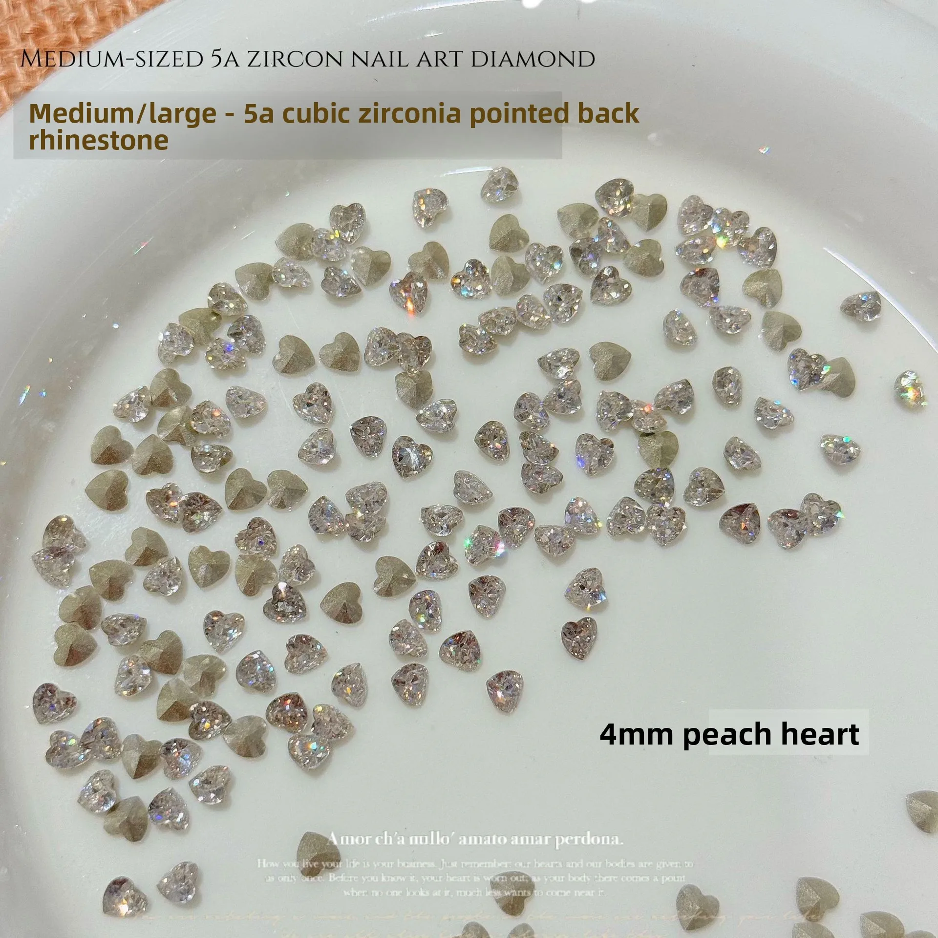2026 Mittelgroße bis große 5A Zirkonia-Nagelsteine mit spitzer Rückseite, super glitzernde, ausgefallene quadratische Herz-Zuckerwürfel, stapelbare Nagelkunst-Dekorationen – Detail 7