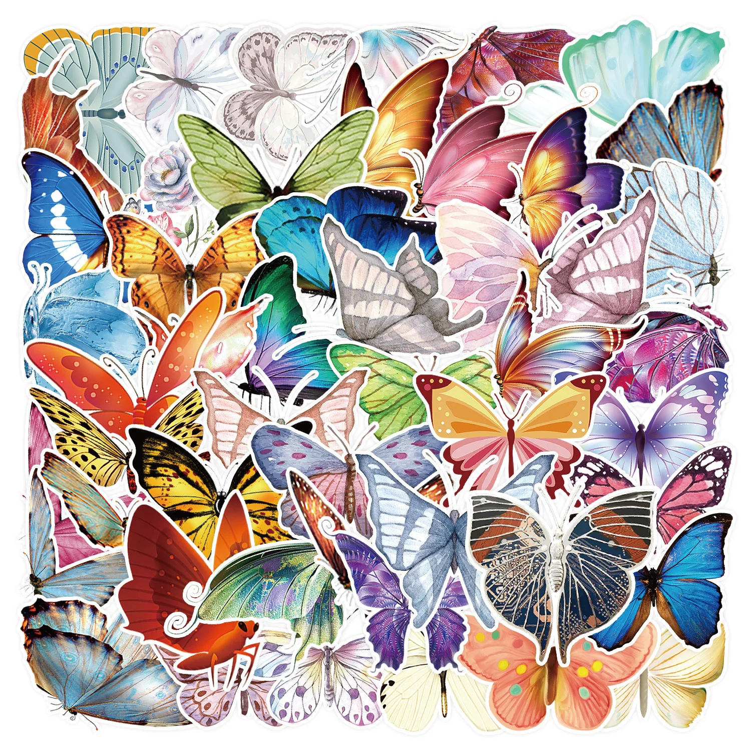 50/100Pcs INS Kawaii Cartoon Cute Colorful Butterfly Stickers PVC Waterproof Stickers Decals For Kids Boys Girls Toys Gifts