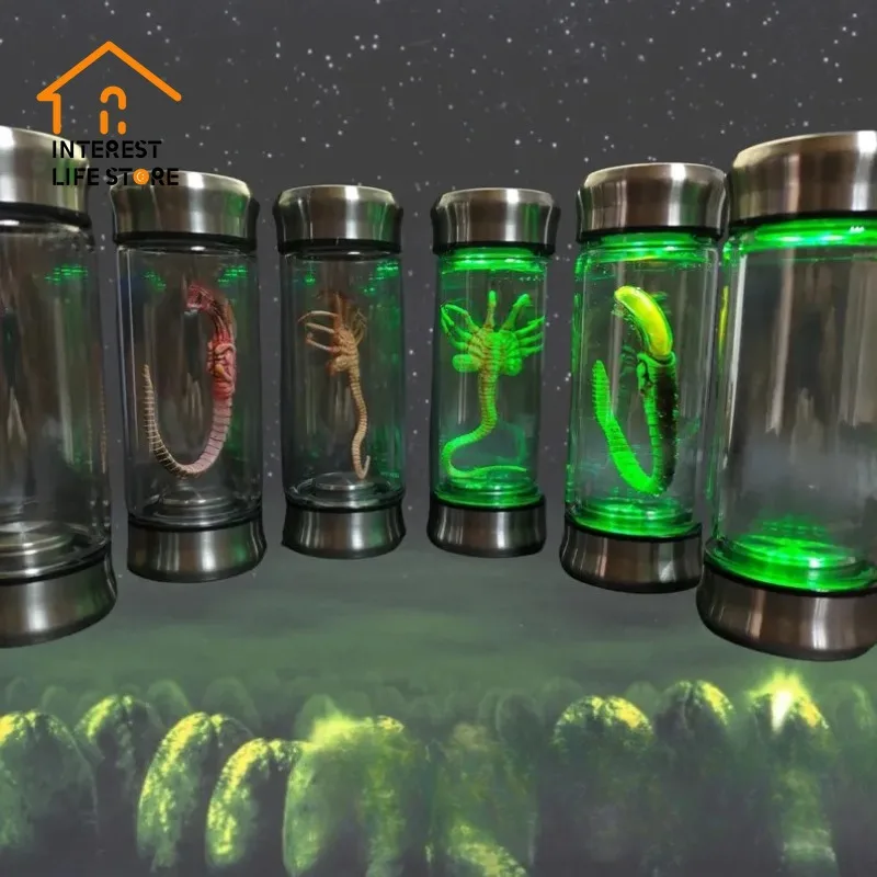 

Facehugger Embryo Glass Jar Led Alien Glow Jar Movie Prop Replica Home Decor Desktop Crafts Sculpture Decoration Halloween Gift