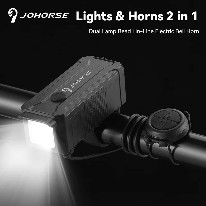 2 In1 Waterproof USB Rechargeable Light With Horn 80lm Loud Flashlight Bicycle Cycling With Front Light Horn COB