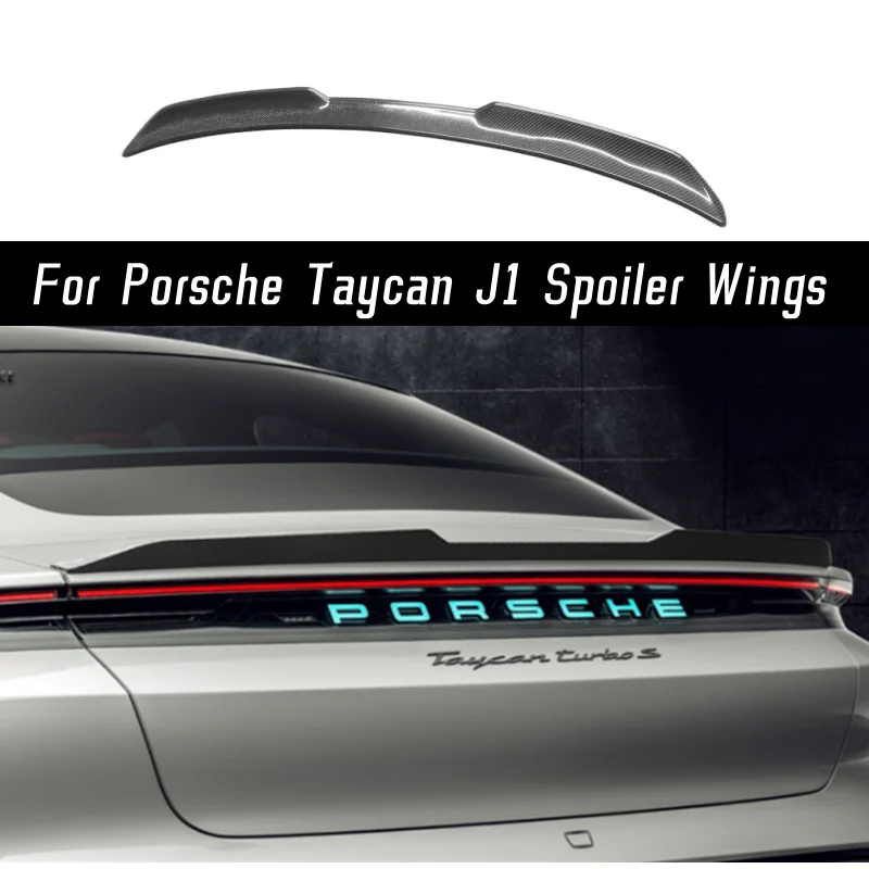 

For Porsche Taycan J1 2019-2022 Coupe Real Carbon Fibe Car Rear Trunk Lid Lip Body Kit Spoiler Wings Tuning Exterior Accessories