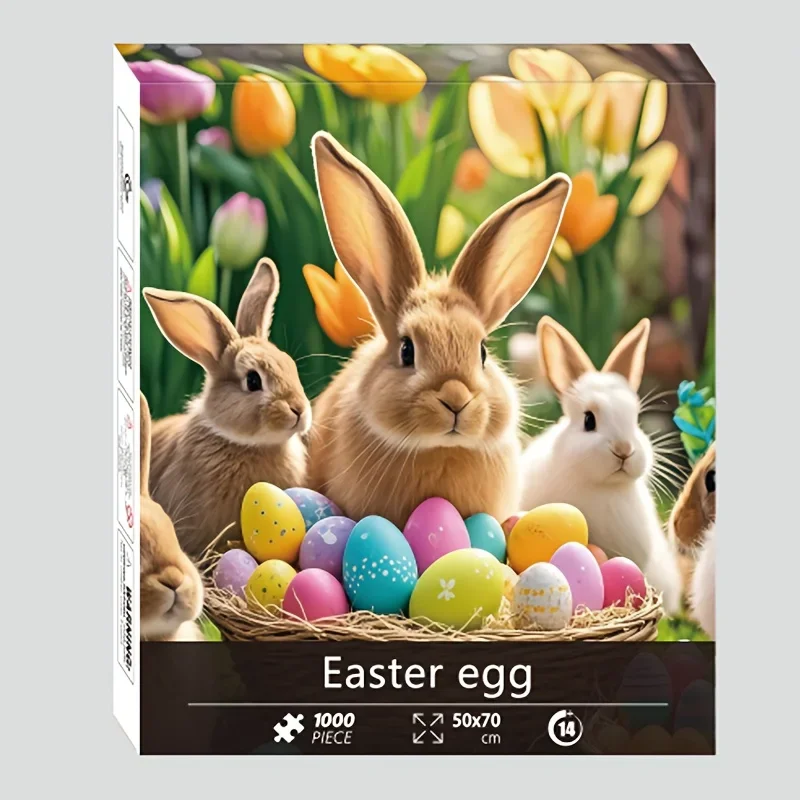 Puzzle en forme d'œuf de pâques, 1000 pièces, 70x50cm, Art mural festif, idéal pour la décoration du printemps, les réunions de famille, emballage Premium