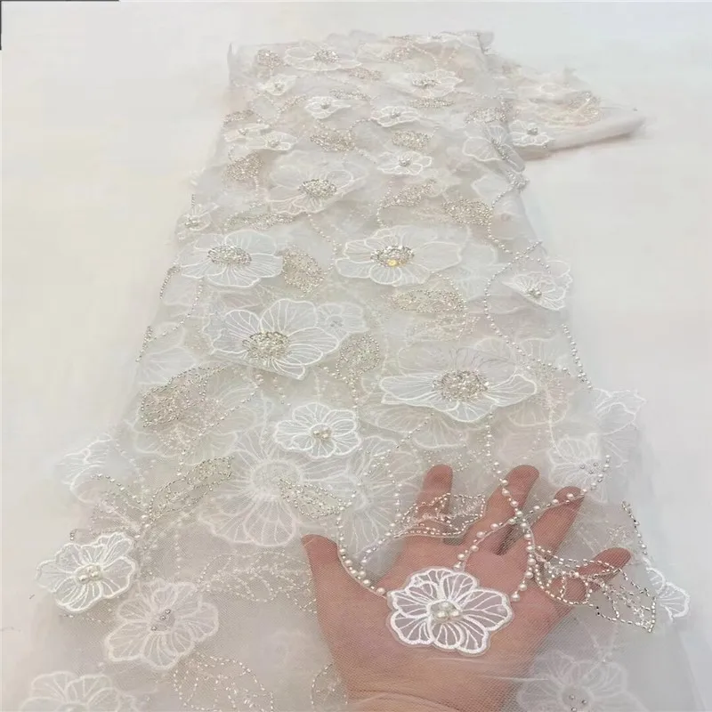 Drei dimensionale Blume Blase Perle Rohr Stoff Pailletten bestickt Hochzeits kleid Stickerei Futter