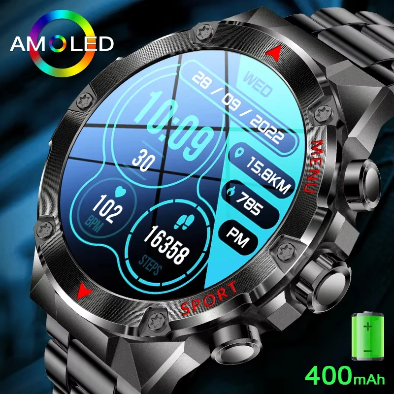 LIGE Smart Watch Men 466*466 AMOLED Ultra HD Screen Waterproof Outdoor Sport Watch 400mAh Large Battery Wireless Call Smartwatch