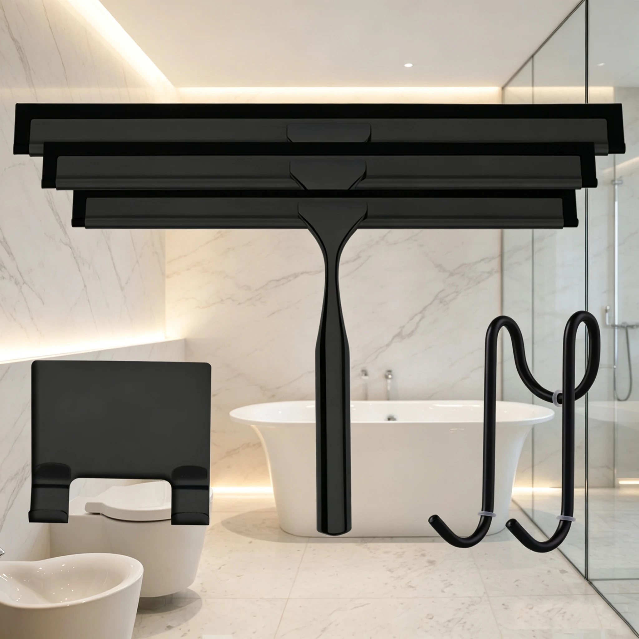 Window Wiper All-purpose Shower Squeegee 10/12/14'' INCH With Adhesive Hook Glass Door Hanger