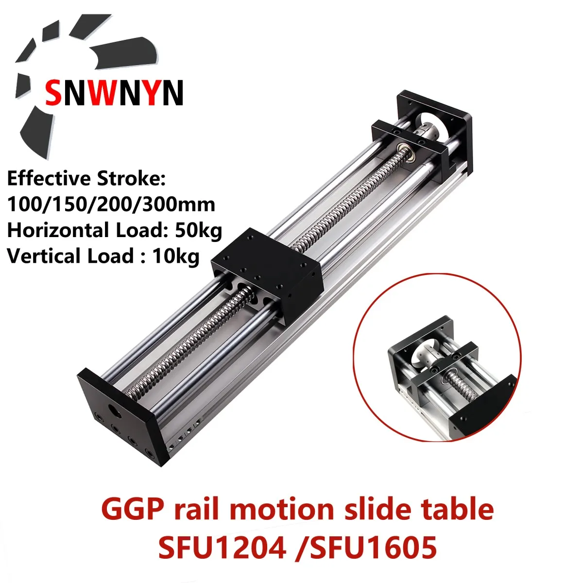 GGP Linear Guide Motion Stage SFU1204/SFU1605 Effective Strok 100 150 200 300mm Rail Motion Module CNC 3D Printer