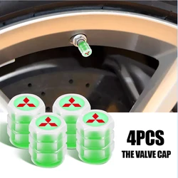 4pcs Car Styling Glowing Luminous Valve Stem Caps Accessories for MITSUBISHI Ralliart Lancer Competition Outlander ASX EX LANCER