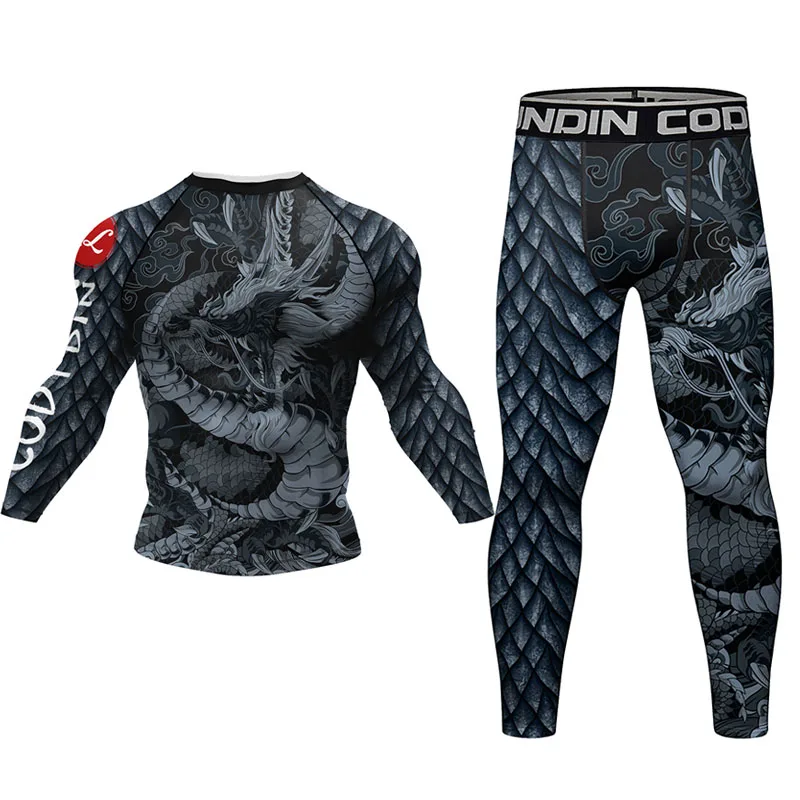 Pantaloncini Mma Jiu Jitsu t-shirt Pant set Rashguard Bjj Full Body uomo donna compressione boxe maglie Rash Guard abbigliamento abiti