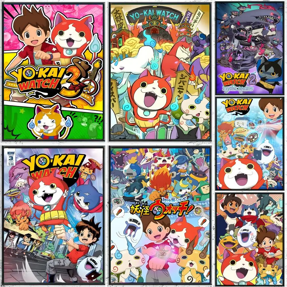 Y-Yo-kai W-Watch Season 4 Poster Home Living Bed Room Bar Hallway Sticky Wall Printing Waterproof Aesthetic Decor