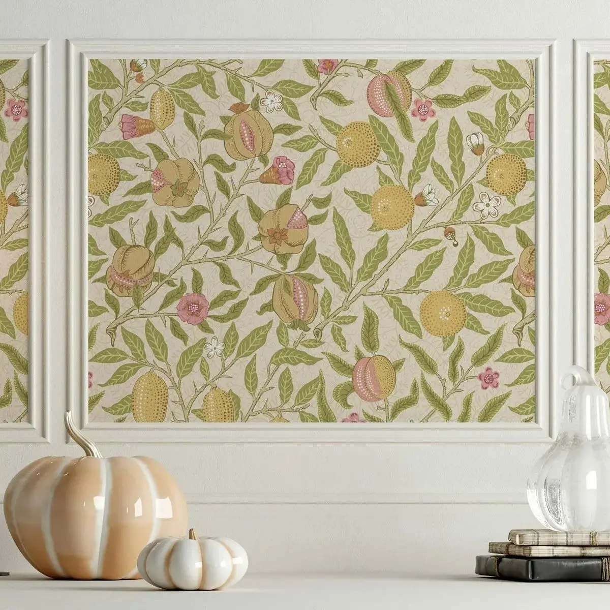 William Morris Fruit Wallpaper ,Peaches on Cream Wallpaper For Home Decoration,Self-adhesive Or Tradition Un-paste Wall Mural
