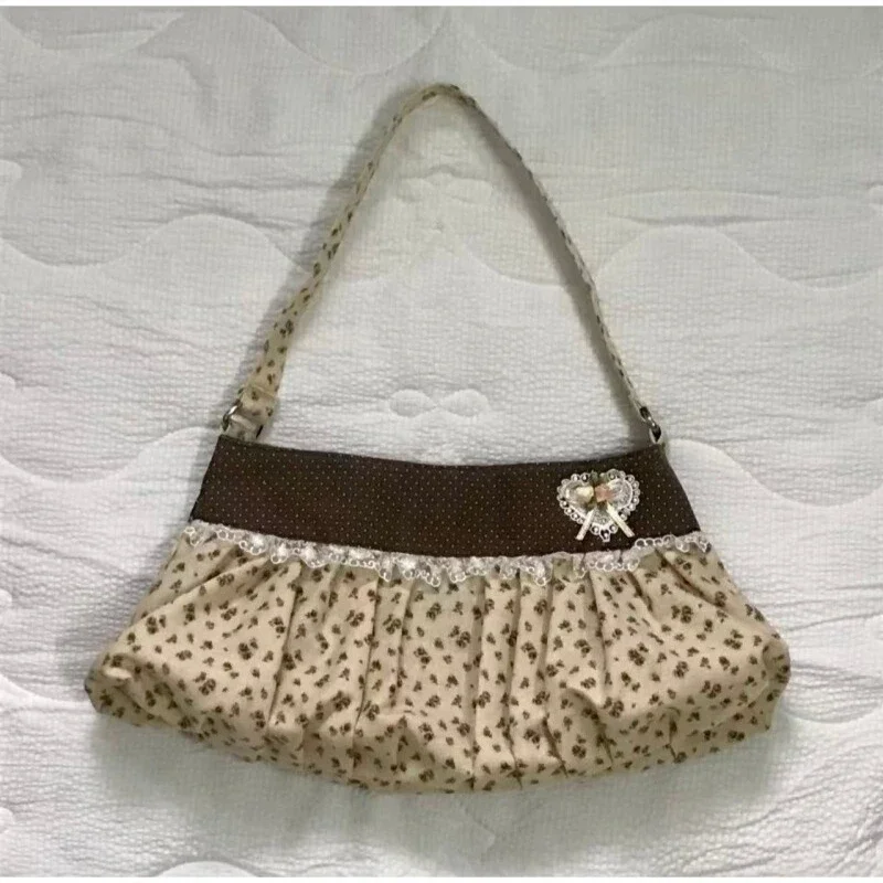 Gestreifte, gepunktete, plissierte Umhängetasche, koreanische süße, niedliche Damen-Umhängetasche, lässige Pendler-Geldbörse, leichte Handtasche – Detail 11