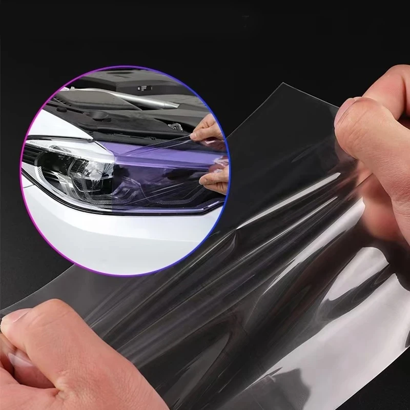 TPU PPF Self-adjust Smart Photochromic Headlight Protection Film White To Black Color Change Decorative Car Lamp Protection Film