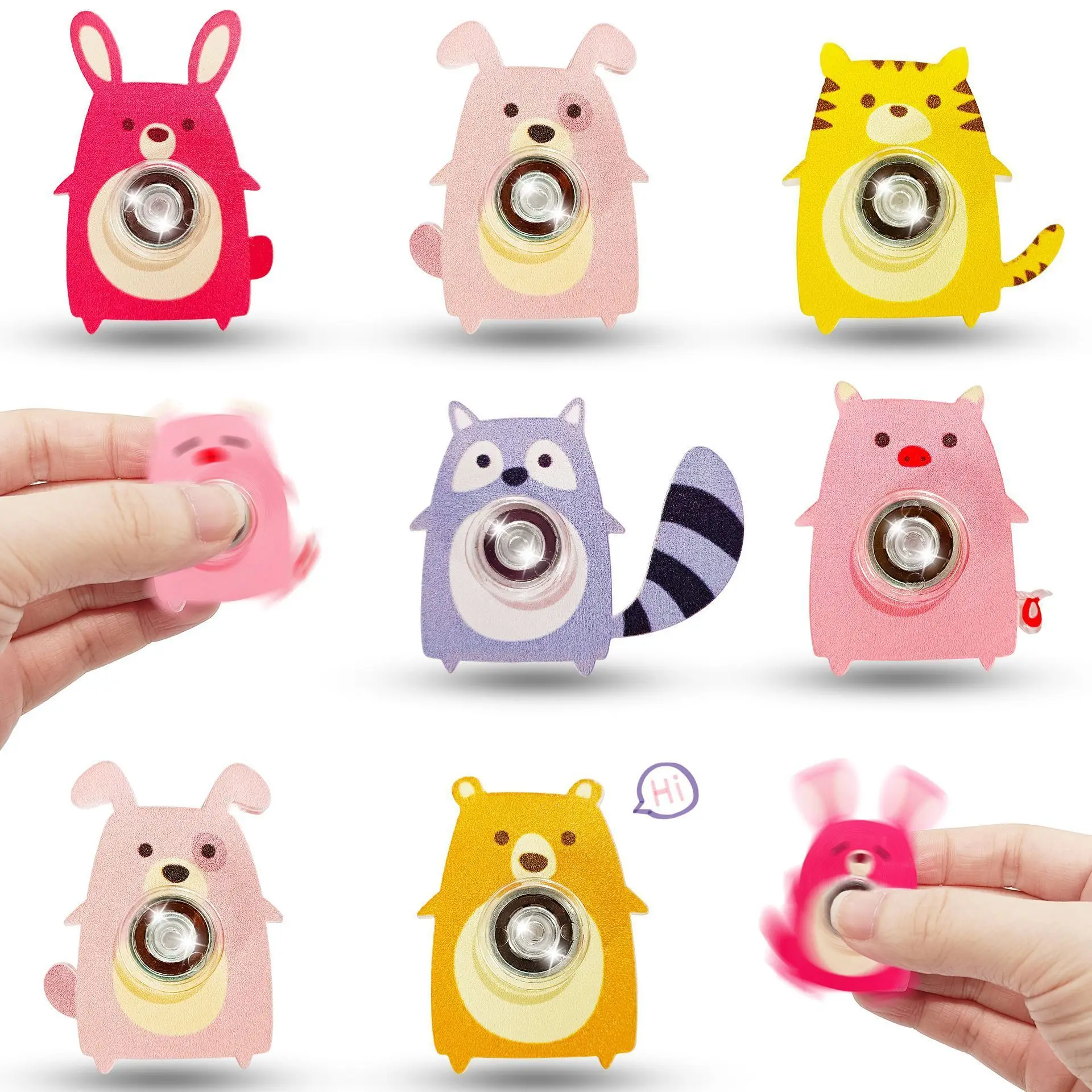 EDC Cartoon-Fingerspinner, Tier-Fidget-Spinner, Gashapon-Spielzeug, kleines Belohnungsgeschenk für Kinder, lustiges Spielzeug zur Stresslinderung für Schüler