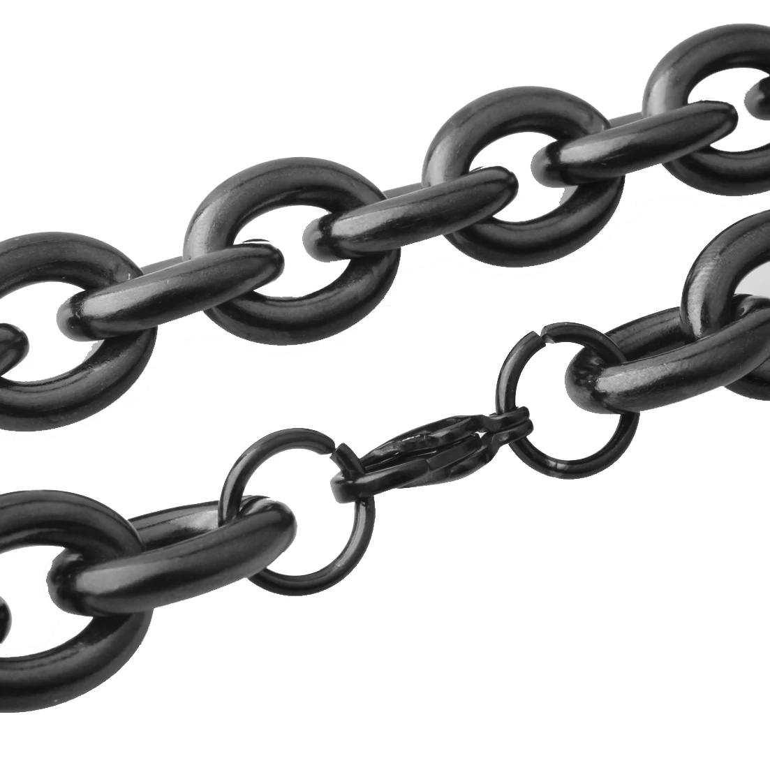 Granny Chic Charming 8/11/13/15mm Mens Chain Black Color Stainless Steel Big O Oval Chain Necklace Top quality Fashion Jewelry