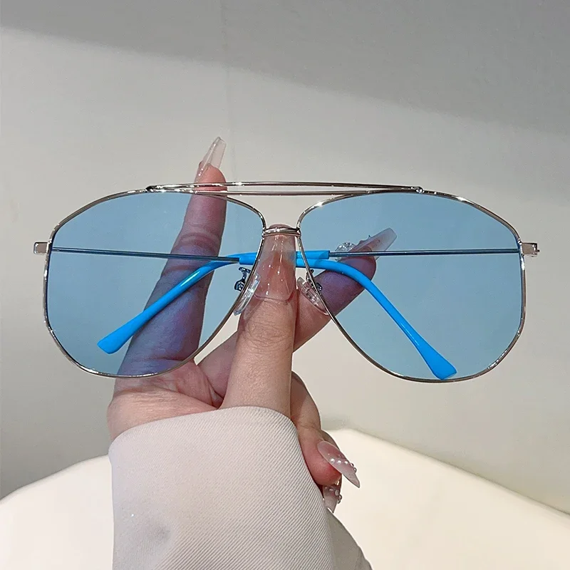 GM LUMIAS Vintage Pilot Sunglasses Men Fashion Oversized Double Bridge Shades Women Trendy Brand Design Decorative Sun Glasses