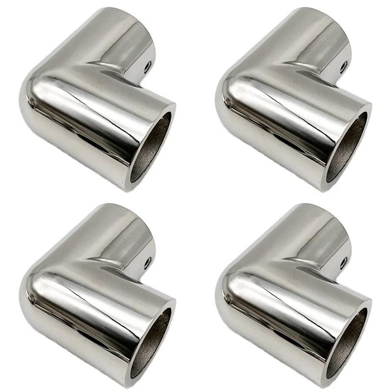 A48P-4X Boat Pipe Connector 316 Stainless Steel Marine Boat Yacht Hand Rail Fitting 90° Elbow Tube Connector Mount,25Mm