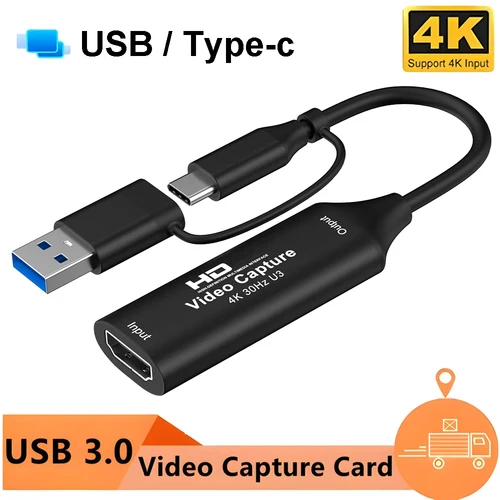 Tarjeta de captura de vídeo 2 en 1 USB 3,0 2,0 4K HDMI compatible con USB tipo C Grabber de juegos para Switch Xbox PS4/5 transmisión en vivo