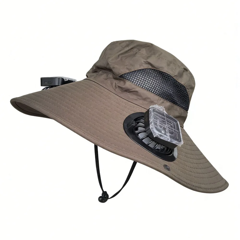 Dual Fan Solar Fan Hat 3 Speeds UV Protection Summer Fan Visor Cap Strong Wind Portable Wide Brim Sun Cap Sport