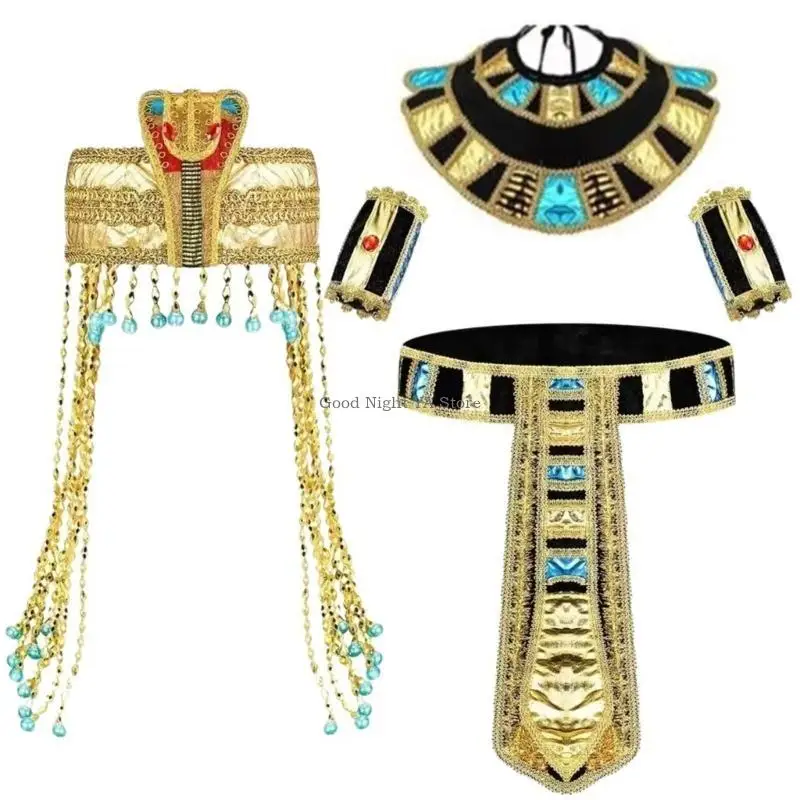  Egyptian Headbands Snake Headpiece Egyptian Belt Collar Wristband for Women Men